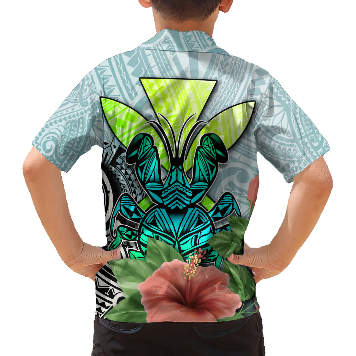 Polynesian Hawaii Family Matching Short Sleeve Bodycon Dress and Hawaiian Shirt Kanaka with Crab Tribal tattoo TS04 - Polynesian Pride