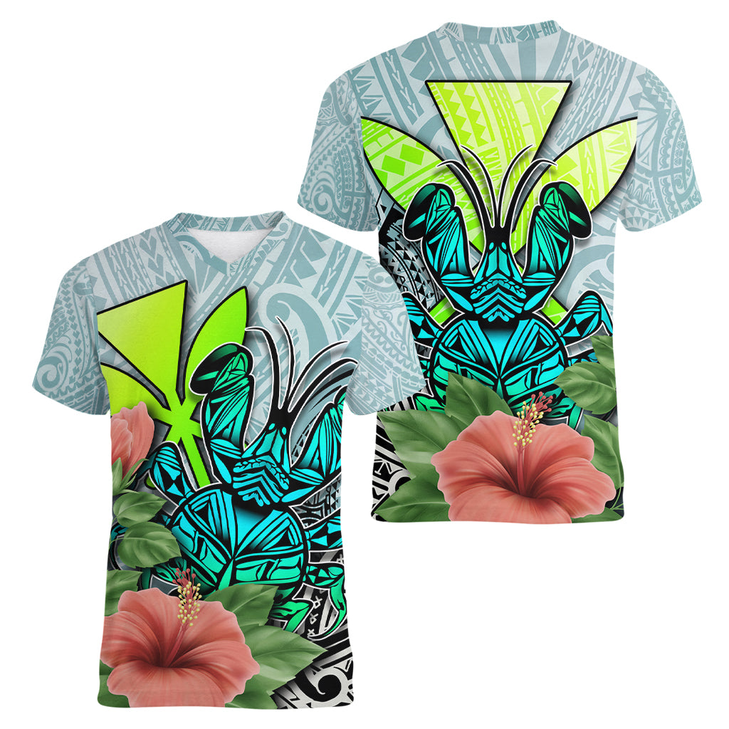 Polynesian Hawaii Women V Neck T Shirt Kanaka with Crab Tribal tattoo TS04 - Polynesian Pride