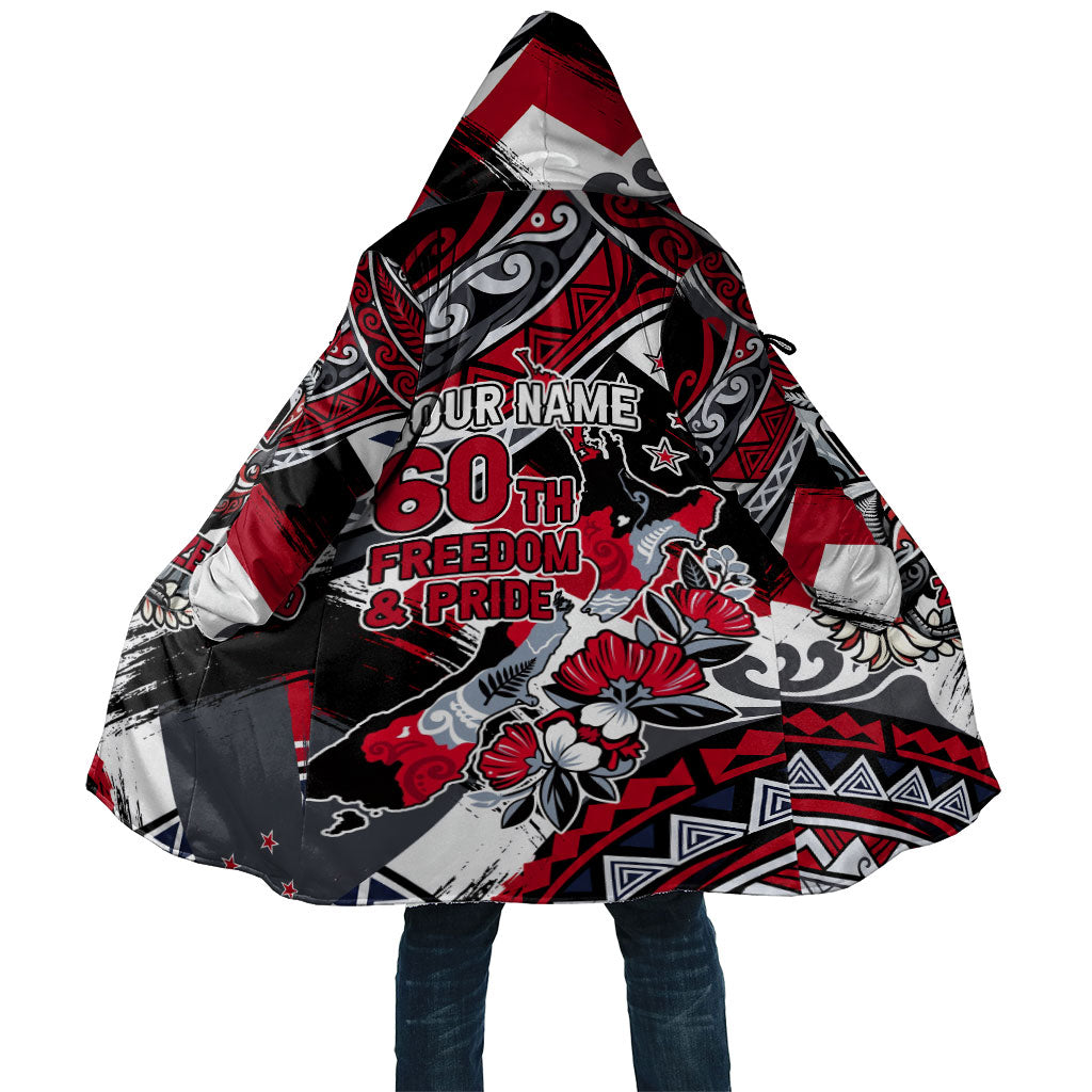 Personalized New Zealand 60th Birthday Cloak Maori Tribal Patterns Kiwi Bird Silver Fern Flag Graphic Art
