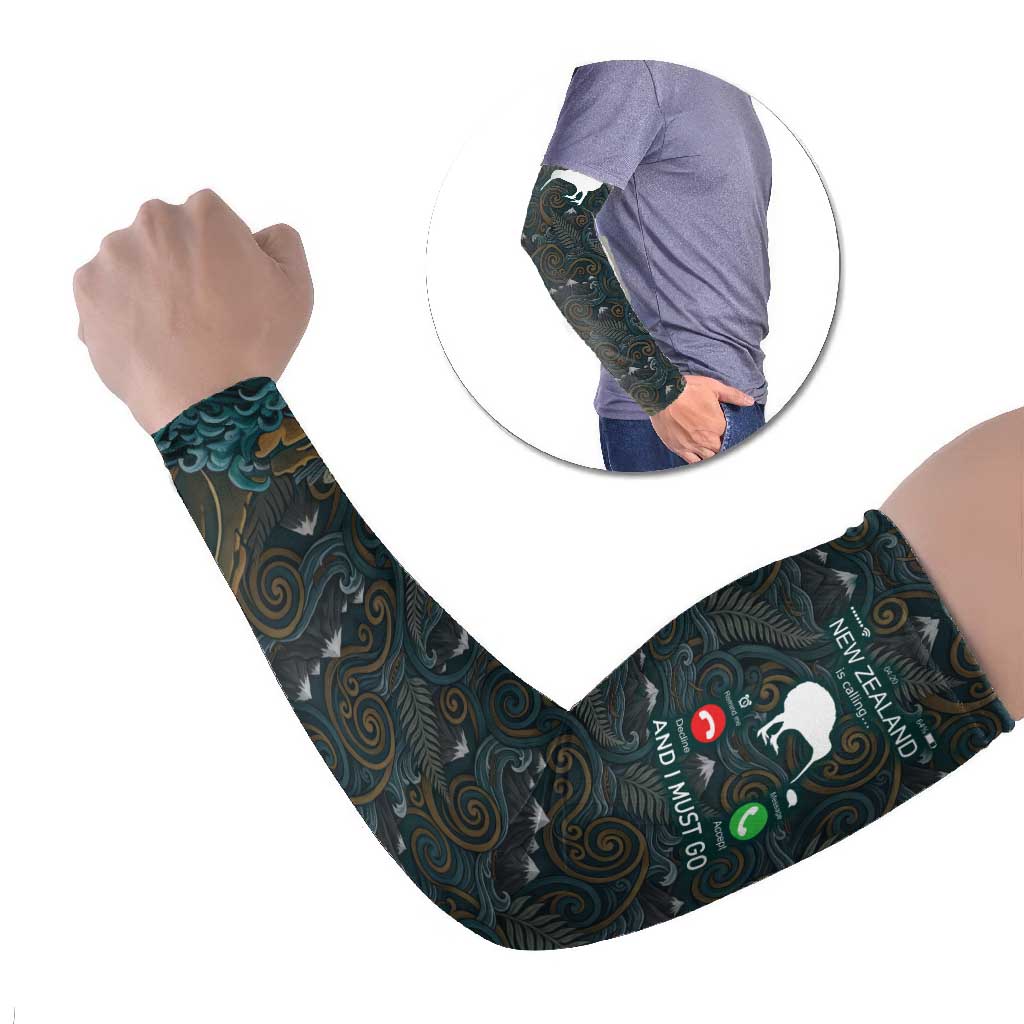 New Zealand is Calling and I Must Go Arm Sleeves Kiwi Bird Silhouette TS04 Set of 2 Multicolor - Polynesian Pride