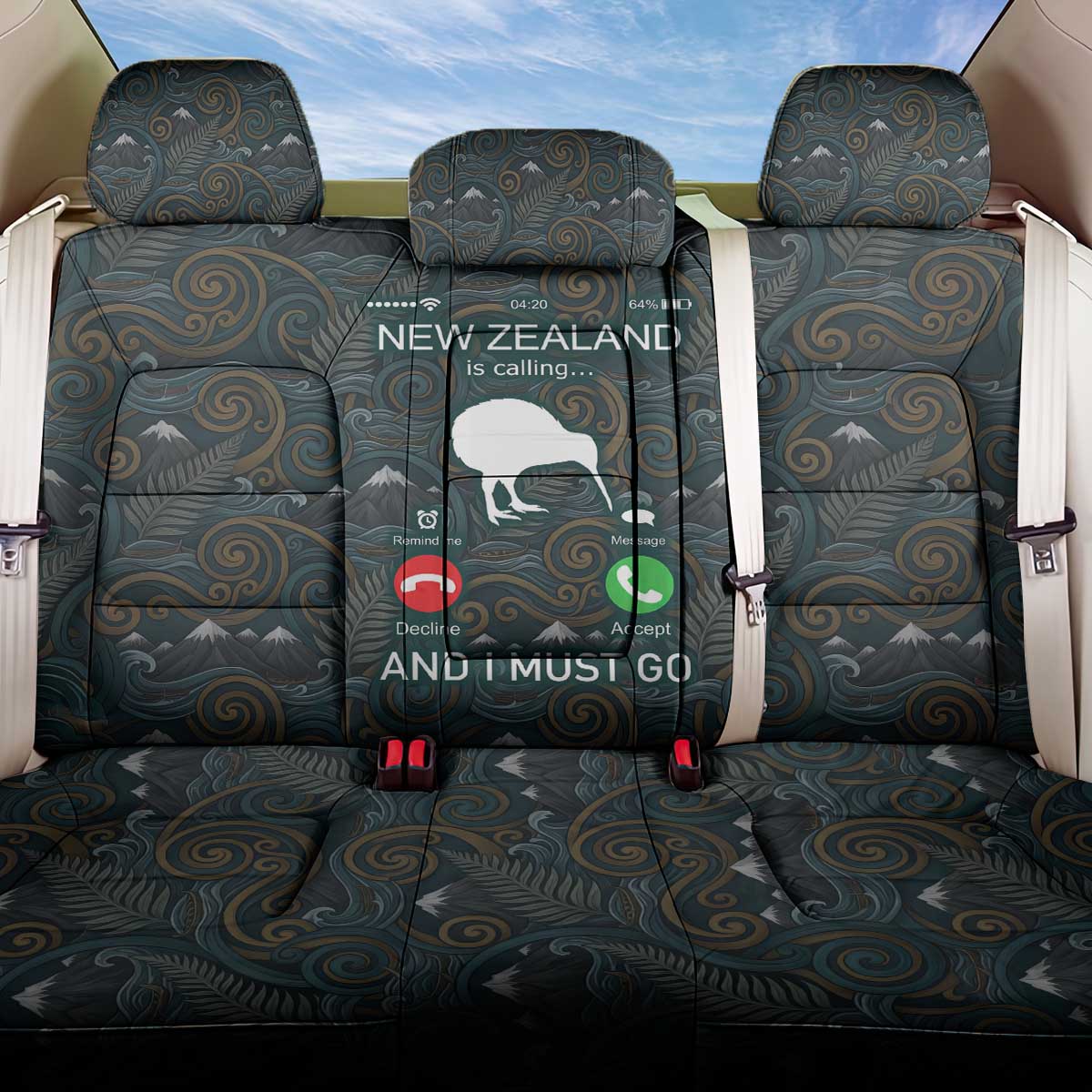 New Zealand is Calling and I Must Go Back Car Seat Cover Kiwi Bird Silhouette