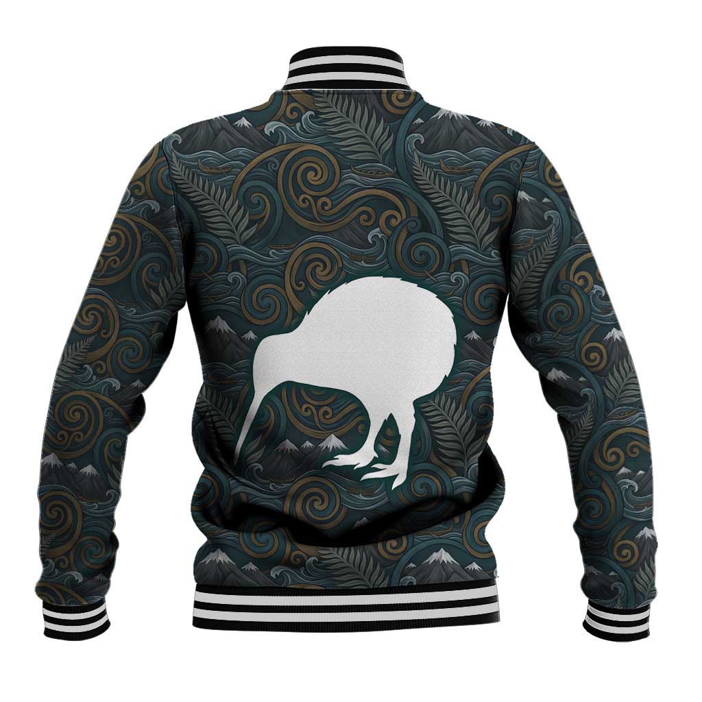 New Zealand is Calling and I Must Go Baseball Jacket Kiwi Bird Silhouette