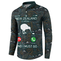 New Zealand is Calling and I Must Go Button Sweatshirt Kiwi Bird Silhouette TS04 - Polynesian Pride