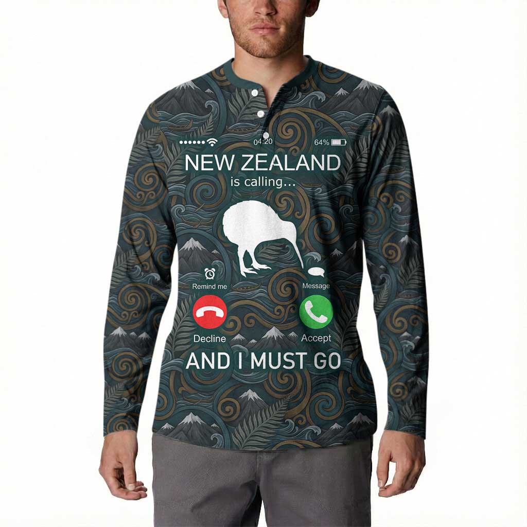 New Zealand is Calling and I Must Go Button Sweatshirt Kiwi Bird Silhouette TS04 - Polynesian Pride