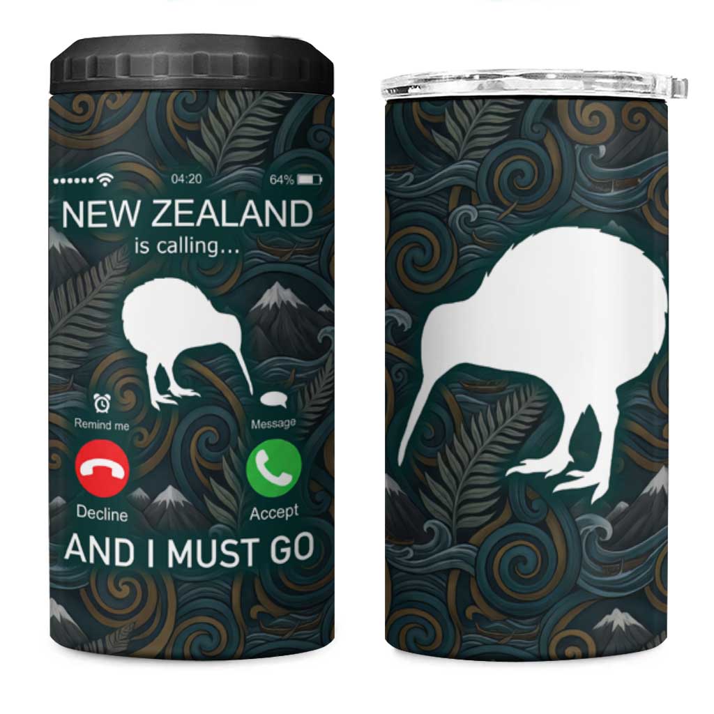 New Zealand is Calling and I Must Go 4 in 1 Can Cooler Tumbler Kiwi Bird Silhouette TS04 One Size: 16 oz Multicolor - Polynesian Pride