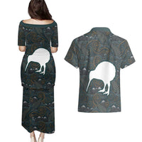 New Zealand is Calling and I Must Go Couples Matching Puletasi and Hawaiian Shirt Kiwi Bird Silhouette