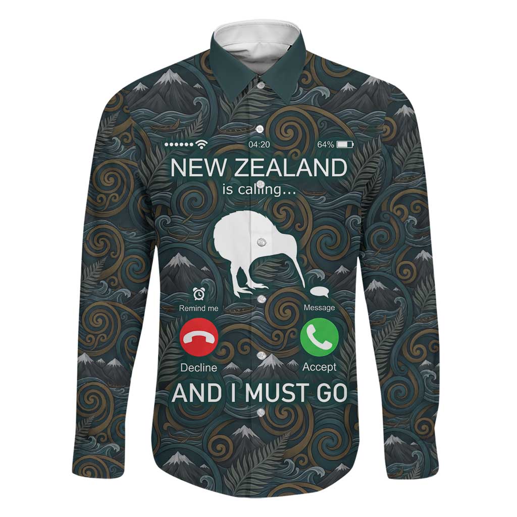 New Zealand is Calling and I Must Go Family Matching Off Shoulder Maxi Dress and Hawaiian Shirt Kiwi Bird Silhouette