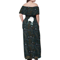 New Zealand is Calling and I Must Go Family Matching Off Shoulder Maxi Dress and Hawaiian Shirt Kiwi Bird Silhouette