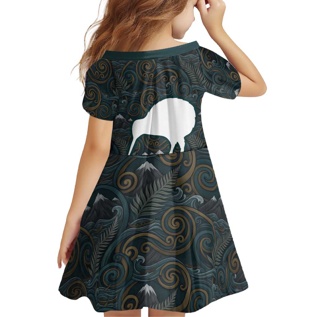 New Zealand is Calling and I Must Go Family Matching Short Sleeve Bodycon Dress and Hawaiian Shirt Kiwi Bird Silhouette