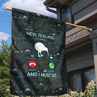 New Zealand is Calling and I Must Go Garden Flag Kiwi Bird Silhouette TS04 - Polynesian Pride