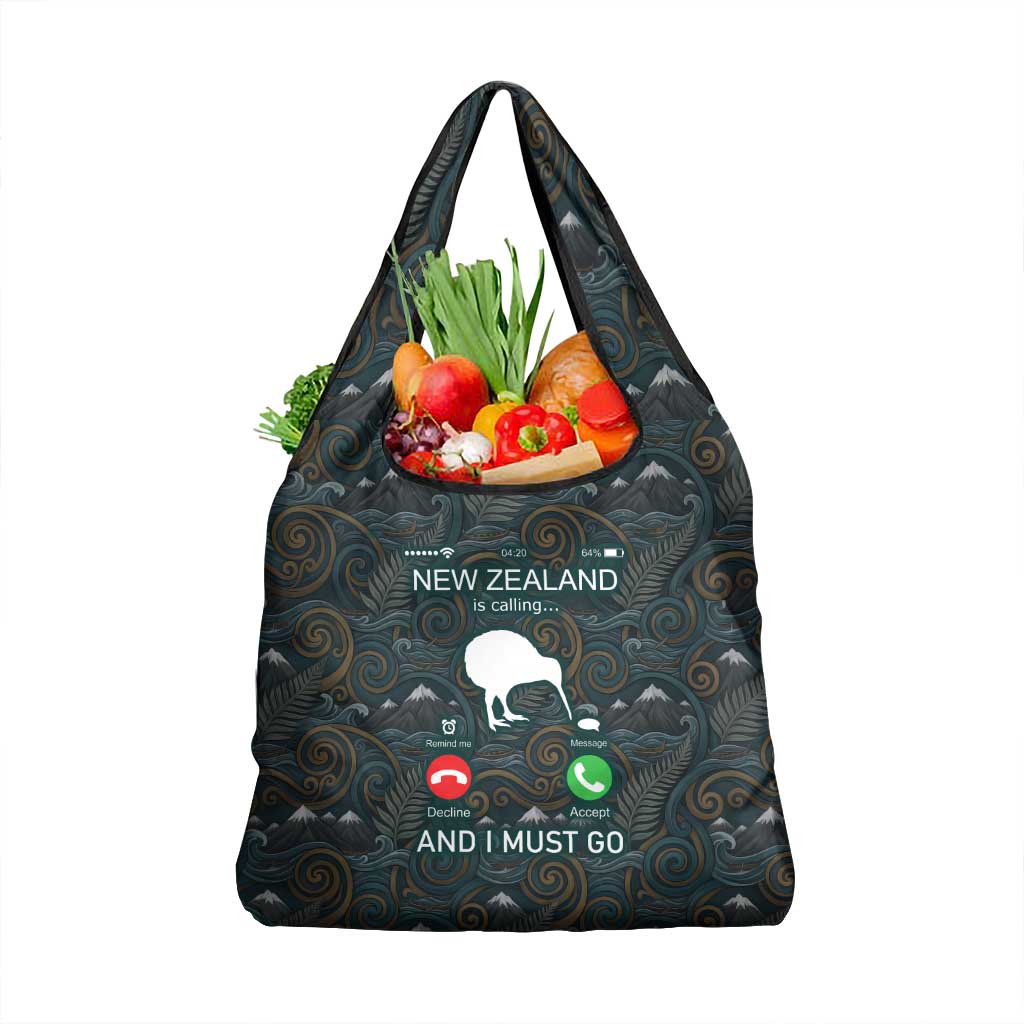 New Zealand is Calling and I Must Go Grocery Bag Kiwi Bird Silhouette TS04 1-pack One Size Multicolor - Polynesian Pride