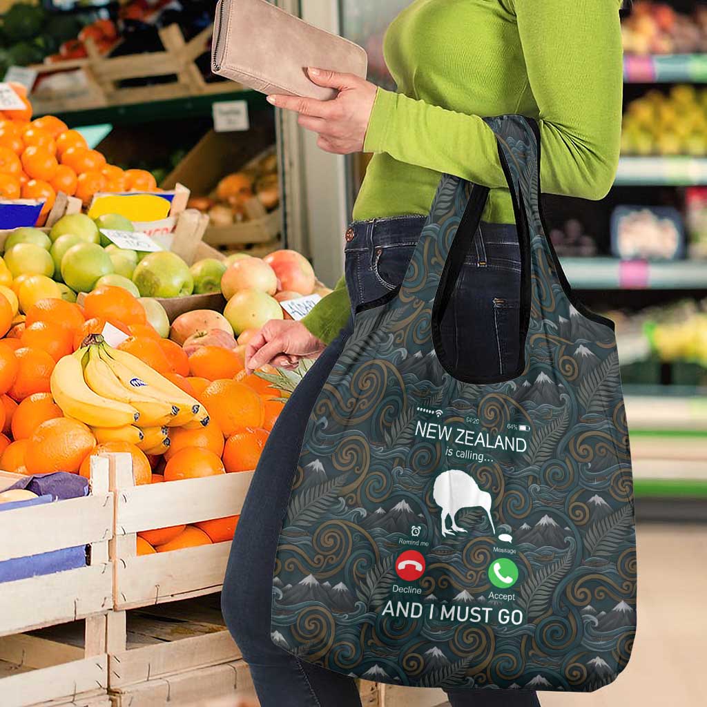 New Zealand is Calling and I Must Go Grocery Bag Kiwi Bird Silhouette TS04 - Polynesian Pride
