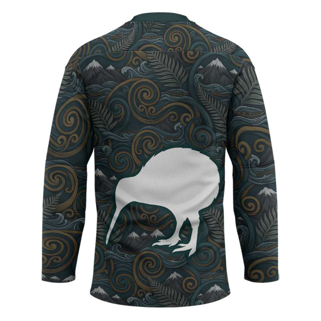 New Zealand is Calling and I Must Go Hockey Jersey Kiwi Bird Silhouette