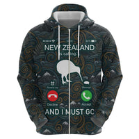 New Zealand is Calling and I Must Go Hoodie Kiwi Bird Silhouette