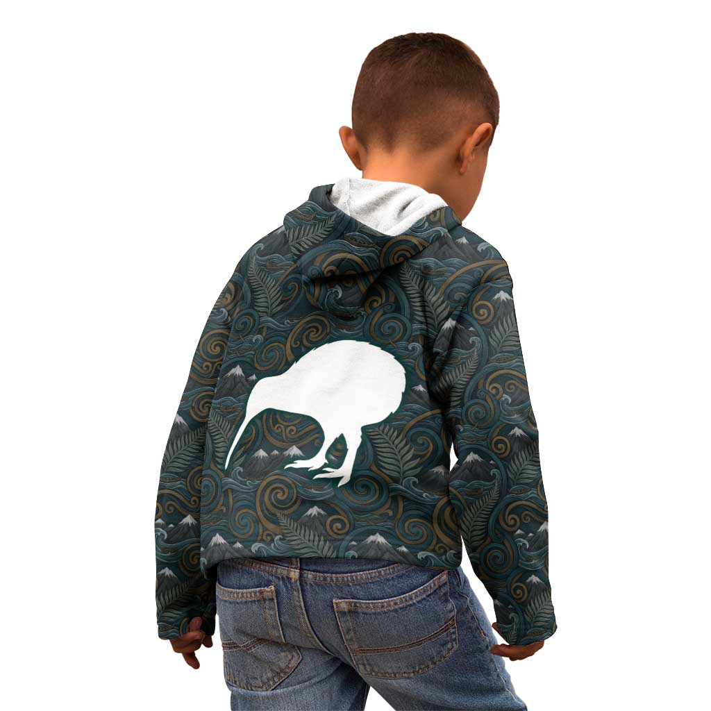 New Zealand is Calling and I Must Go Kid Hoodie Kiwi Bird Silhouette