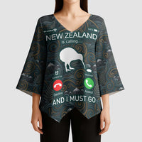 New Zealand is Calling and I Must Go Kimono Sleeve Blouse Kiwi Bird Silhouette TS04 - Polynesian Pride