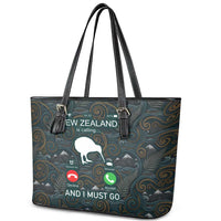 New Zealand is Calling and I Must Go Leather Tote Bag Kiwi Bird Silhouette TS04 - Polynesian Pride