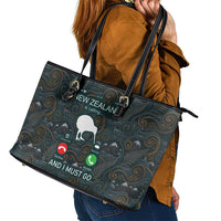New Zealand is Calling and I Must Go Leather Tote Bag Kiwi Bird Silhouette TS04 - Polynesian Pride