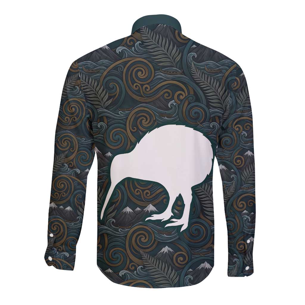 New Zealand is Calling and I Must Go Long Sleeve Button Shirt Kiwi Bird Silhouette TS04 - Polynesian Pride
