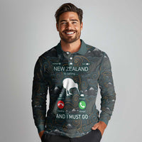 New Zealand is Calling and I Must Go Long Sleeve Polo Shirt Kiwi Bird Silhouette TS04 - Polynesian Pride