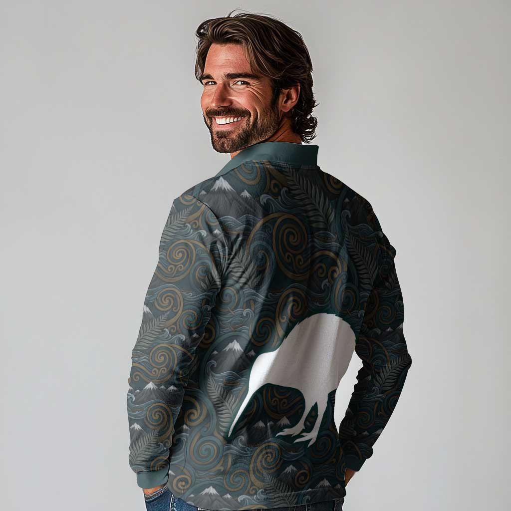 New Zealand is Calling and I Must Go Long Sleeve Polo Shirt Kiwi Bird Silhouette TS04 - Polynesian Pride
