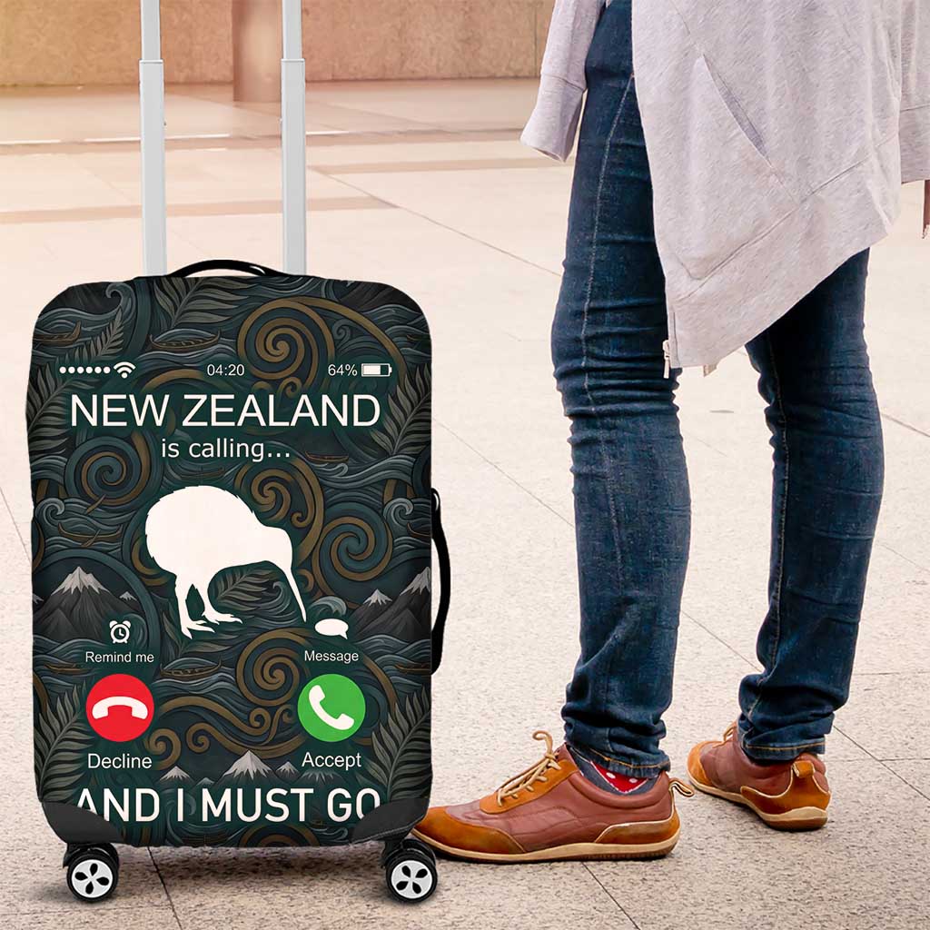 New Zealand is Calling and I Must Go Luggage Cover Kiwi Bird Silhouette TS04 Multicolor - Polynesian Pride