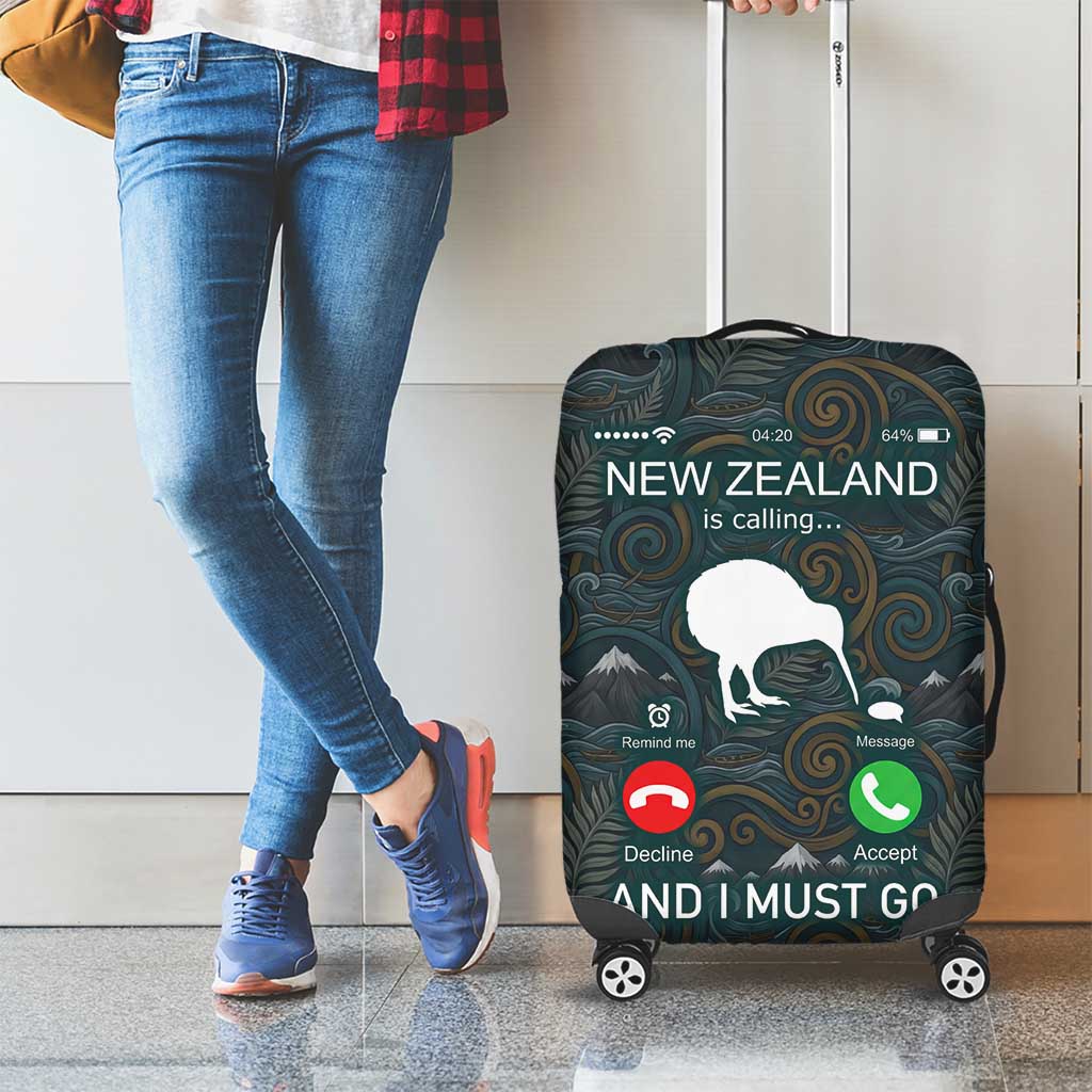 New Zealand is Calling and I Must Go Luggage Cover Kiwi Bird Silhouette TS04 - Polynesian Pride