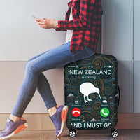 New Zealand is Calling and I Must Go Luggage Cover Kiwi Bird Silhouette TS04 - Polynesian Pride