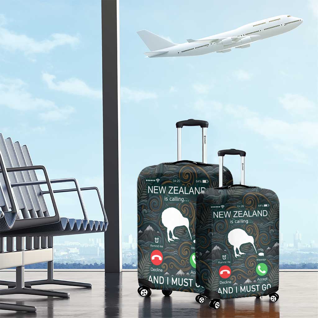 New Zealand is Calling and I Must Go Luggage Cover Kiwi Bird Silhouette TS04 - Polynesian Pride