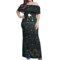 New Zealand is Calling and I Must Go Off Shoulder Maxi Dress Kiwi Bird Silhouette