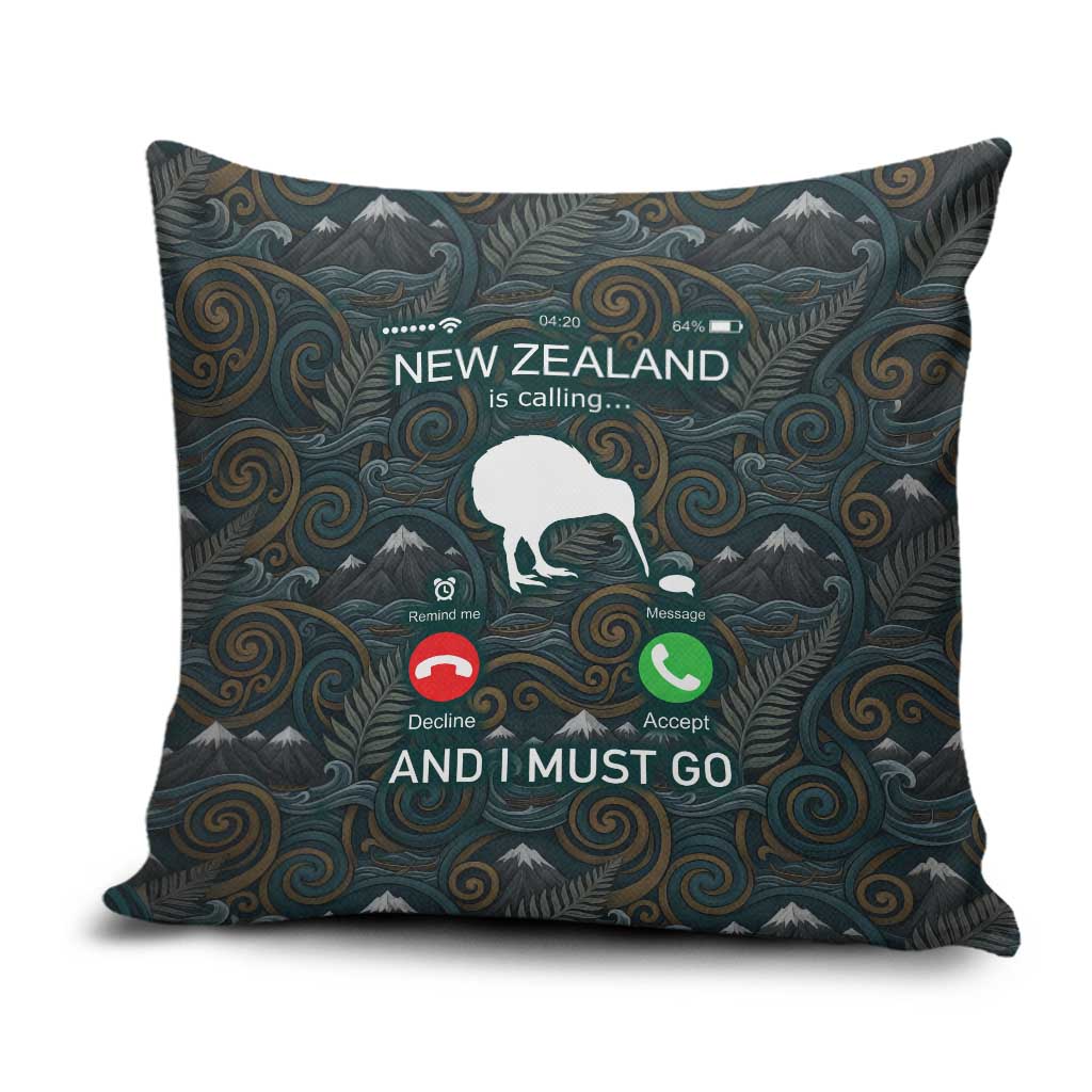 New Zealand is Calling and I Must Go Pillow Cover Kiwi Bird Silhouette