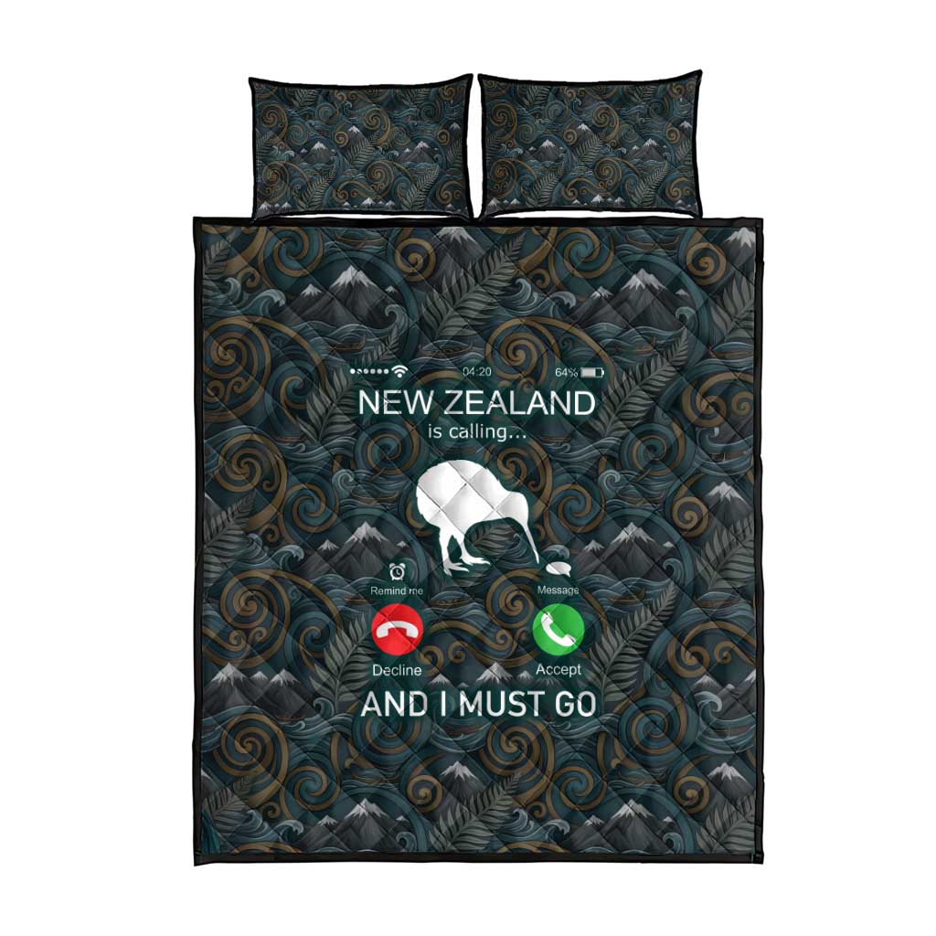 New Zealand is Calling and I Must Go Quilt Bed Set Kiwi Bird Silhouette TS04 - Polynesian Pride