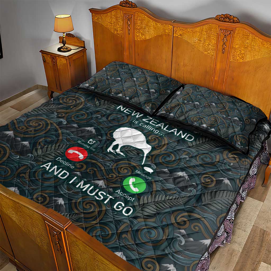 New Zealand is Calling and I Must Go Quilt Bed Set Kiwi Bird Silhouette TS04 - Polynesian Pride