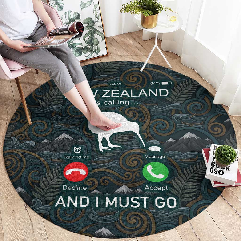 New Zealand is Calling and I Must Go Round Carpet Kiwi Bird Silhouette TS04 - Polynesian Pride