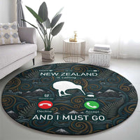 New Zealand is Calling and I Must Go Round Carpet Kiwi Bird Silhouette TS04 - Polynesian Pride