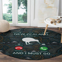 New Zealand is Calling and I Must Go Round Carpet Kiwi Bird Silhouette TS04 - Polynesian Pride