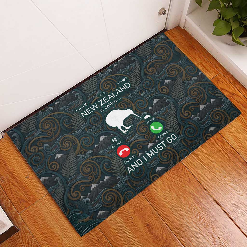 New Zealand is Calling and I Must Go Rubber Doormat Kiwi Bird Silhouette TS04 - Polynesian Pride
