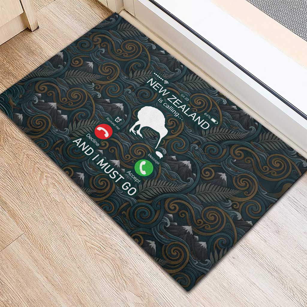 New Zealand is Calling and I Must Go Rubber Doormat Kiwi Bird Silhouette TS04 - Polynesian Pride
