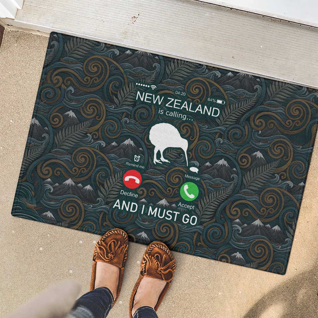 New Zealand is Calling and I Must Go Rubber Doormat Kiwi Bird Silhouette TS04 - Polynesian Pride