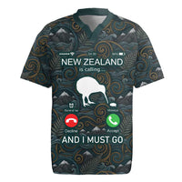 New Zealand is Calling and I Must Go Rugby Jersey Kiwi Bird Silhouette TS04 Multicolor - Polynesian Pride