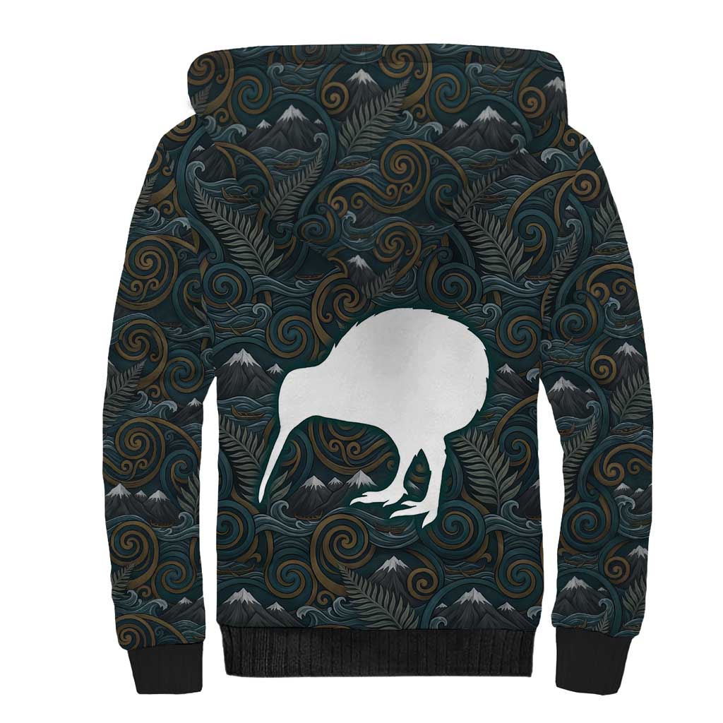 New Zealand is Calling and I Must Go Sherpa Hoodie Kiwi Bird Silhouette