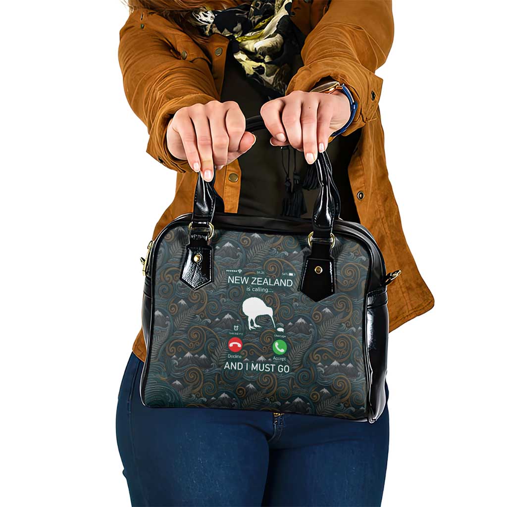 New Zealand is Calling and I Must Go Shoulder Handbag Kiwi Bird Silhouette TS04 One Size Multicolor - Polynesian Pride
