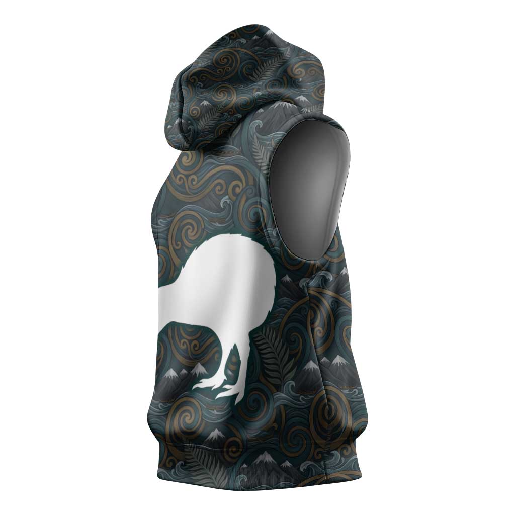 New Zealand is Calling and I Must Go Sleeveless Hoodie Kiwi Bird Silhouette
