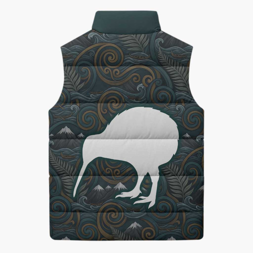 New Zealand is Calling and I Must Go Sleeveless Puffer Jacket Kiwi Bird Silhouette TS04 - Polynesian Pride