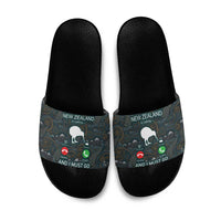 New Zealand is Calling and I Must Go Slide Sandals Kiwi Bird Silhouette TS04 Multicolor - Polynesian Pride