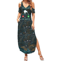 New Zealand is Calling and I Must Go Summer Maxi Dress Kiwi Bird Silhouette TS04 Women Multicolor - Polynesian Pride