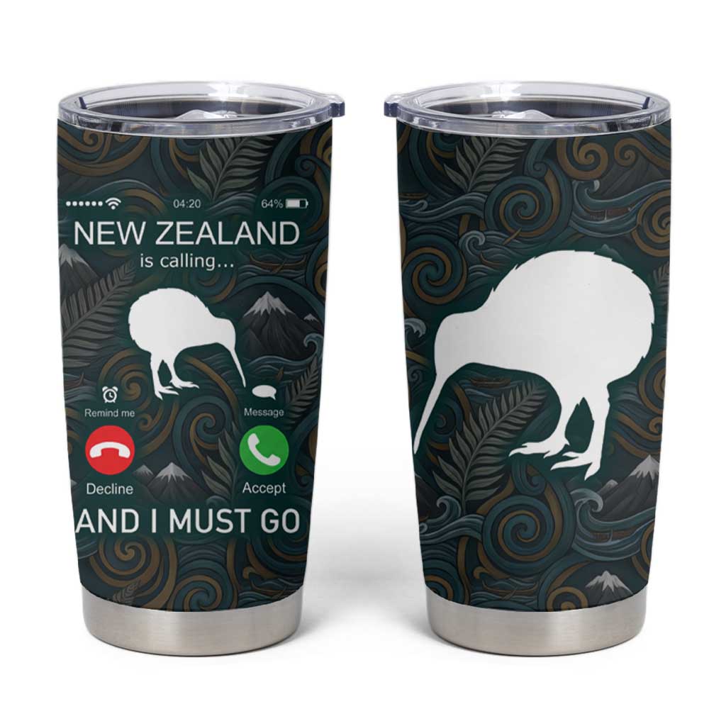 New Zealand is Calling and I Must Go Tumbler Cup Kiwi Bird Silhouette TS04 Multicolor - Polynesian Pride