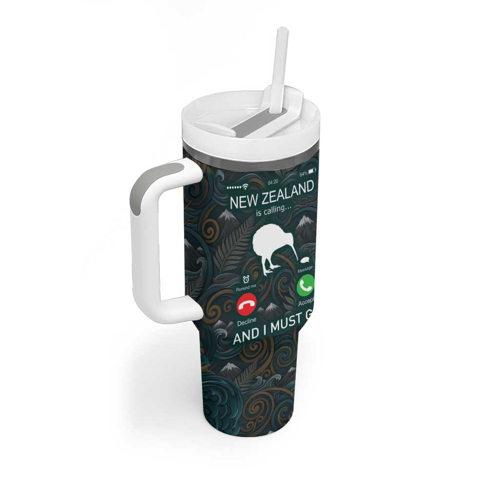 New Zealand is Calling and I Must Go Tumbler With Handle Kiwi Bird Silhouette TS04 - Polynesian Pride