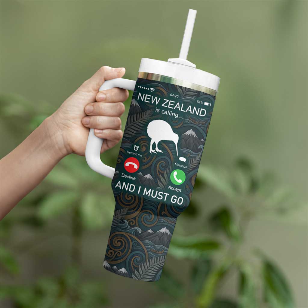 New Zealand is Calling and I Must Go Tumbler With Handle Kiwi Bird Silhouette TS04 - Polynesian Pride