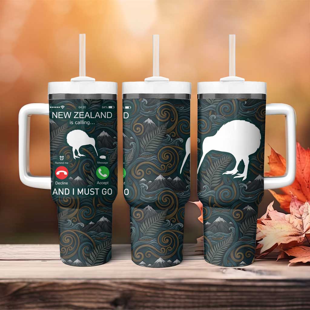 New Zealand is Calling and I Must Go Tumbler With Handle Kiwi Bird Silhouette TS04 - Polynesian Pride